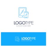 Το Smartphone, επιχείρηση, κινητή, ταμπλέτα, τηλεφωνά στο μπλε λογότυπο περιλήψεων με τη θέση για το tagline απεικόνιση αποθεμάτων Το Smartphone, επιχείρηση, κινητή, ταμπλέτα, τηλεφωνά στο μπλε λογότυπο περιλήψεων με τη θέση για το tagline απεικόνιση αποθεμάτων