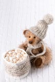 Το Teddy αντέχει και ένα φλυτζάνι της καυτής σοκολάτας στοκ εικόνες με δικαίωμα ελεύθερης χρήσης Το Teddy αντέχει και ένα φλυτζάνι της καυτής σοκολάτας στοκ εικόνες με δικαίωμα ελεύθερης χρήσης