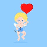 Το απομονωμένο χαριτωμένο cupid να επιπλεύσει θέτει με το τόξο και κόκκινο ballon μορφής καρδιών ελεύθερη απεικόνιση δικαιώματος Το απομονωμένο χαριτωμένο cupid να επιπλεύσει θέτει με το τόξο και κόκκινο ballon μορφής καρδιών ελεύθερη απεικόνιση δικαιώματος