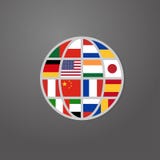 Το εικονίδιο παγκόσμιου χρώματος με τις χώρες σημαιοστολίζει το διάνυσμα διανυσματική απεικόνιση Το εικονίδιο παγκόσμιου χρώματος με τις χώρες σημαιοστολίζει το διάνυσμα διανυσματική απεικόνιση