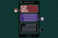 Το κείμενο γραψίματος λέξης εσείς μιλά Englishquestion Επιχειρησιακή έννοια για την ομιλία οθόνης γλωσσικών κινητής αγγελιοφόρων στοκ εικόνα Το κείμενο γραψίματος λέξης εσείς μιλά Englishquestion Επιχειρησιακή έννοια για την ομιλία οθόνης γλωσσικών κινητής αγγελιοφόρων στοκ εικόνα