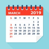 Το Μάρτιο του 2019 ημερολογιακό φύλλο - διανυσματική απεικόνιση απεικόνιση αποθεμάτων Το Μάρτιο του 2019 ημερολογιακό φύλλο - διανυσματική απεικόνιση απεικόνιση αποθεμάτων