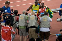 το μπουλόνι γιορτάζει richard τη νίκη Thompson usain στοκ φωτογραφίες το μπουλόνι γιορτάζει richard τη νίκη Thompson usain στοκ φωτογραφίες