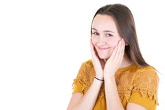 Το στούντιο κινηματογραφήσεων σε πρώτο πλάνο πυροβόλησε την όμορφη νέ στοκ φωτογραφία Το στούντιο κινηματογραφήσεων σε πρώτο πλάνο πυροβόλησε την όμορφη νέ στοκ φωτογραφία