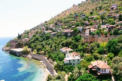 Τοίχος φρουρίων του κάστρου Alanya στην παλαιά πόλη Alanya, Τουρκία Στοκ Εικόνες Τοίχος φρουρίων του κάστρου Alanya στην παλαιά πόλη Alanya, Τουρκία Στοκ Εικόνες