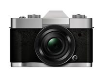 τρισδιάστατη κάμερα Mirrorless ύφους απεικόνισης αναδρομική στο λευκό ελεύθερη απεικόνιση δικαιώματος τρισδιάστατη κάμερα Mirrorless ύφους απεικόνισης αναδρομική στο λευκό ελεύθερη απεικόνιση δικαιώματος