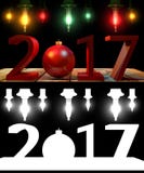 τρισδιάστατο δίνοντας το 2017 νέα κόκκινα ψηφία έτους με μια κόκκινη σφαίρα Χριστουγέννων ελεύθερη απεικόνιση δικαιώματος τρισδιάστατο δίνοντας το 2017 νέα κόκκινα ψηφία έτους με μια κόκκινη σφαίρα Χριστουγέννων ελεύθερη απεικόνιση δικαιώματος