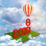 τρισδιάστατη απόδοση κόκκινων 2019 ψηφίων που στέκονται σε ένα μπάλωμα του πράσινου χορτοτάπητα που επιπλέει μεταξύ των σύννεφων ελεύθερη απεικόνιση δικαιώματος τρισδιάστατη απόδοση κόκκινων 2019 ψηφίων που στέκονται σε ένα μπάλωμα του πράσινου χορτοτάπητα που επιπλέει μεταξύ των σύννεφων ελεύθερη απεικόνιση δικαιώματος