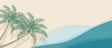 Υπόβαθρο θερινών παραλιών με τα κύματα και τους φοίνικες καμπυλών απεικόνιση αποθεμάτων Υπόβαθρο θερινών παραλιών με τα κύματα και τους φοίνικες καμπυλών απεικόνιση αποθεμάτων