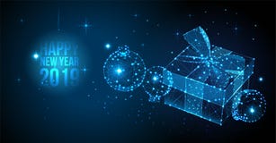 2019 υπόβαθρο καλής χρονιάς Διανυσματικό έμβλημα χαιρετισμού με τις σφαίρες κιβωτίων και Χριστουγέννων δώρων Νέα τρισδιάστατη απε διανυσματική απεικόνιση 2019 υπόβαθρο καλής χρονιάς Διανυσματικό έμβλημα χαιρετισμού με τις σφαίρες κιβωτίων και Χριστουγέννων δώρων Νέα τρισδιάστατη απε διανυσματική απεικόνιση