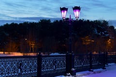 Φανάρια στη γέφυρα στο πάρκο πόλεων στοκ εικόνα με δικαίωμα ελεύθερης χρήσης Φανάρια στη γέφυρα στο πάρκο πόλεων στοκ εικόνα με δικαίωμα ελεύθερης χρήσης