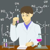 Φαρμακοποιός για να πραγματοποιήσει τα πειράματα απεικόνιση αποθεμάτων Φαρμακοποιός για να πραγματοποιήσει τα πειράματα απεικόνιση αποθεμάτων