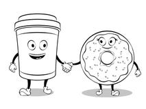Φλυτζανιών και doughnut καφέ διάνυσμα βιβλίων χρωματισμού ελεύθερη απεικόνιση δικαιώματος Φλυτζανιών και doughnut καφέ διάνυσμα βιβλίων χρωματισμού ελεύθερη απεικόνιση δικαιώματος
