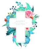 Φυσική απεικόνιση watercolor Πάσχας με τη διαγώνια αυτοκόλλητη ετικέττα διανυσματική απεικόνιση Φυσική απεικόνιση watercolor Πάσχας με τη διαγώνια αυτοκόλλητη ετικέττα διανυσματική απεικόνιση