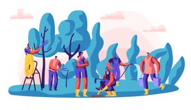 Χαρακτήρες κηπουρών στην εργασία Άνδρας και γυναίκα που εργάζονται στο δέντρο και τις εγκαταστάσεις ανάπτυξης κήπων με τα εργαλεί απεικόνιση αποθεμάτων Χαρακτήρες κηπουρών στην εργασία Άνδρας και γυναίκα που εργάζονται στο δέντρο και τις εγκαταστάσεις ανάπτυξης κήπων με τα εργαλεί απεικόνιση αποθεμάτων