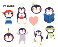 Χαριτωμένες απεικονίσεις λίγου penguin καθορισμένες διανυσματική απεικόνιση Χαριτωμένες απεικονίσεις λίγου penguin καθορισμένες διανυσματική απεικόνιση