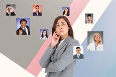 Ψηφιακά παραγμένη εικόνα της σκεπτόμενης επιχειρηματία που ψάχνει ανθρώπινο στοκ φωτογραφίες Ψηφιακά παραγμένη εικόνα της σκεπτόμενης επιχειρηματία που ψάχνει ανθρώπινο στοκ φωτογραφίες