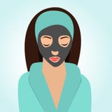 Όμορφη γυναίκα στη SPA στο μπουρνούζι και την πετσέτα απεικόνιση αποθεμάτων Όμορφη γυναίκα στη SPA στο μπουρνούζι και την πετσέτα απεικόνιση αποθεμάτων