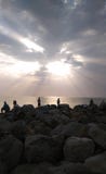 Όμορφο ηλιοβασίλεμα στην αλιεία στους κίτρινος-γκρίζους τόνους στοκ φωτογραφία με δικαίωμα ελεύθερης χρήσης Όμορφο ηλιοβασίλεμα στην αλιεία στους κίτρινος-γκρίζους τόνους στοκ φωτογραφία με δικαίωμα ελεύθερης χρήσης