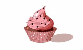 Όμορφο ρόδινο cupcake με τα αστέρια και τη σοκολάτα διανυσματική απεικόνιση Όμορφο ρόδινο cupcake με τα αστέρια και τη σοκολάτα διανυσματική απεικόνιση