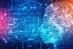 Абстрактный искусственный интеллект Творческая концепция мозга, предпосылка сети технологии Абстрактный искусственный интеллект Творческая концепция мозга, предпосылка сети технологии