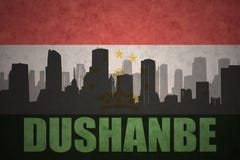 абстрактный силуэт города с текстом Душанбе на винтажном флаге Таджикистана иллюстрация вектора абстрактный силуэт города с текстом Душанбе на винтажном флаге Таджикистана иллюстрация вектора