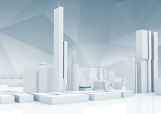 Абстрактный современный горизонт 3 d городского пейзажа Стоковая Фотография RF Абстрактный современный горизонт 3 d городского пейзажа Стоковая Фотография RF