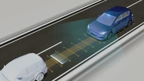 Автономный корабль, держит расстояние автомобиля, автоматическую управляя технологию Беспилотный автомобиль, IOT соединяет автомо иллюстрация штока Автономный корабль, держит расстояние автомобиля, автоматическую управляя технологию Беспилотный автомобиль, IOT соединяет автомо иллюстрация штока