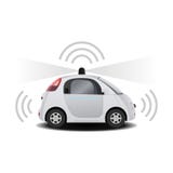 Автономный само-управляя (привод) driverless корабль с радиолокатором 3D представляет иллюстрация штока Автономный само-управляя (привод) driverless корабль с радиолокатором 3D представляет иллюстрация штока