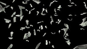 Американские долларовые банкноты падая от неба с каналом альфы видеоматериал Американские долларовые банкноты падая от неба с каналом альфы видеоматериал