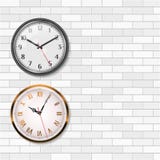 Античные настенные часы золота и круглые настенные часы аналога кварца на белой кирпичной стене Пустой космос для вашего текста м бесплатная иллюстрация Античные настенные часы золота и круглые настенные часы аналога кварца на белой кирпичной стене Пустой космос для вашего текста м бесплатная иллюстрация