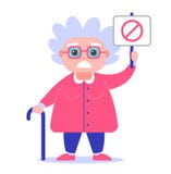 Бабушка с плакатом против бесплатная иллюстрация Бабушка с плакатом против бесплатная иллюстрация