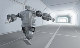 Бега робота на коридоре космоса бесплатная иллюстрация Бега робота на коридоре космоса бесплатная иллюстрация