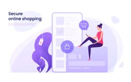 Безопасные онлайн покупки, защищенные оплаты используя жулика кредитной карточки бесплатная иллюстрация Безопасные онлайн покупки, защищенные оплаты используя жулика кредитной карточки бесплатная иллюстрация