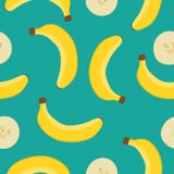 Безшовная картина вектора с желтыми бананами на голубой предпосылке свежие фрукты тропические Иллюстрация вектора для Стоковая Фотография RF Безшовная картина вектора с желтыми бананами на голубой предпосылке свежие фрукты тропические Иллюстрация вектора для Стоковая Фотография RF