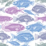 Безшовная картина моря, различные силуэты рыб Fau нарисованное рукой бесплатная иллюстрация Безшовная картина моря, различные силуэты рыб Fau нарисованное рукой бесплатная иллюстрация