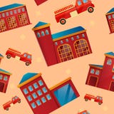 безшовная картина на теме пожарного депо иллюстрация вектора безшовная картина на теме пожарного депо иллюстрация вектора
