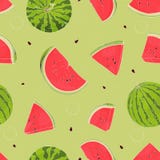 Безшовная картина с арбузами Рисуя руки бесплатная иллюстрация Безшовная картина с арбузами Рисуя руки бесплатная иллюстрация
