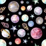 безшовная картина с космосом руки вычерченным иллюстрация вектора безшовная картина с космосом руки вычерченным иллюстрация вектора