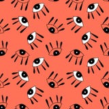 Безшовная картина с милыми глазами мультфильма в абстрактном стиле иллюстрация вектора Безшовная картина с милыми глазами мультфильма в абстрактном стиле иллюстрация вектора