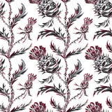 Безшовная картина со стилизованными цветками и листьями Thistle бесплатная иллюстрация Безшовная картина со стилизованными цветками и листьями Thistle бесплатная иллюстрация