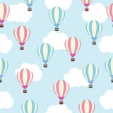 Безшовная предпосылка иллюстрации детского душа с милым розовым и голубым горячим воздушным шаром бесплатная иллюстрация Безшовная предпосылка иллюстрации детского душа с милым розовым и голубым горячим воздушным шаром бесплатная иллюстрация