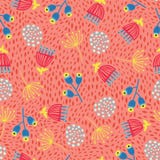 Безшовная скандинавская предпосылка вектора цветков 1960s, дизайн 1970s ретро флористический Красные, желтые, и голубые винтажные бесплатная иллюстрация Безшовная скандинавская предпосылка вектора цветков 1960s, дизайн 1970s ретро флористический Красные, желтые, и голубые винтажные бесплатная иллюстрация