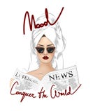 Conquer the world slogan with girl in sunglasses illustration. stock illustration Conquer the world slogan with girl in sunglasses illustration. stock illustration