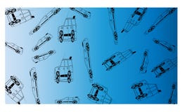 Белый к голубой предпосылке с много с автомобилей дороги - иллюстрации вектора бесплатная иллюстрация Белый к голубой предпосылке с много с автомобилей дороги - иллюстрации вектора бесплатная иллюстрация