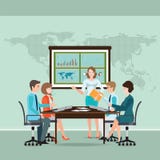 Бизнес-леди делая представление объясняя диаграммы на борту иллюстрация вектора Бизнес-леди делая представление объясняя диаграммы на борту иллюстрация вектора