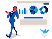 Бизнесмен говорит по телефону близко для того чтобы сообщить infographics на диаграмме и диаграмме доски диаграммы офиса бесплатная иллюстрация Бизнесмен говорит по телефону близко для того чтобы сообщить infographics на диаграмме и диаграмме доски диаграммы офиса бесплатная иллюстрация