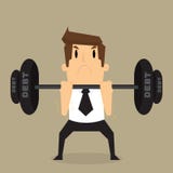 Бизнесмен поднимая тяжеловесную задолженность иллюстрация штока Бизнесмен поднимая тяжеловесную задолженность иллюстрация штока