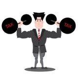 Бизнесмен поднимая тяжеловесную задолженность с налогом бесплатная иллюстрация Бизнесмен поднимая тяжеловесную задолженность с налогом бесплатная иллюстрация