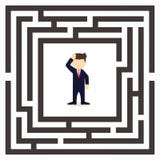 Бизнесмен пробуя разрешить проблему иллюстрация штока Бизнесмен пробуя разрешить проблему иллюстрация штока